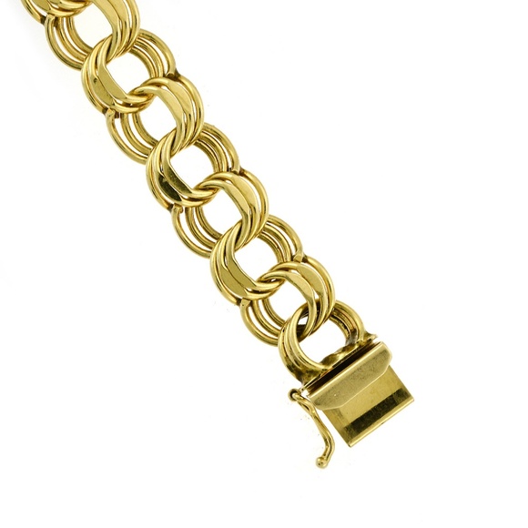 8" Ladies 14K Yellow Gold Circle Link Bracelet - Picture 2 of 4